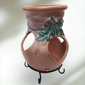 Terracotta Tealight Candle Holder Leaf Design & Stand